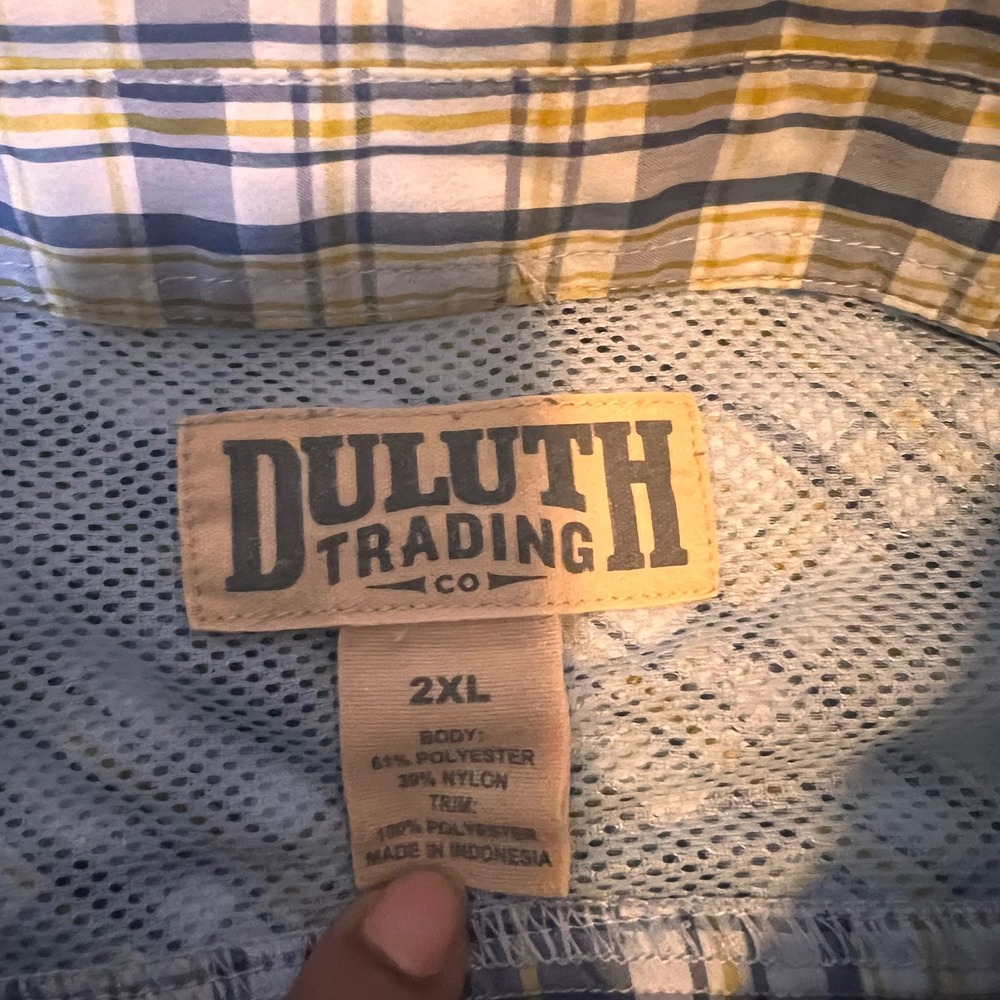 Duluth Trading Co. Plaid Button Up Shirt Hidden Pockets Vented Back 2XL - Picture 5 of 9